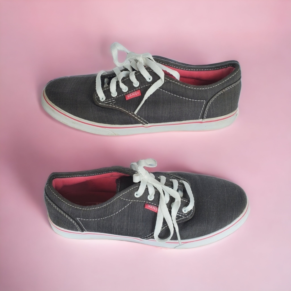 Vans Atwood Low Textile Sneakers, Gray with Pink Accents, Size 8 - Picture 2 of 4